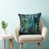 夜の熱帯アロハエキゾチックで青いジャングルパターン クッション (椅子)