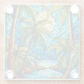 夜の熱帯島ステンドグラス・アート ガラスコースター (裏面)