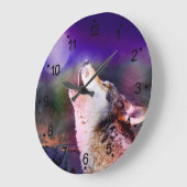 夜の狼 ラージ壁時計 (傾斜)
