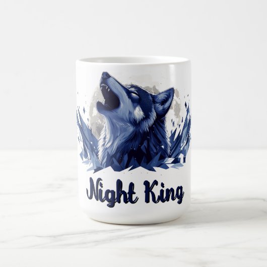 夜の王 – 月とハウリングオオカミ コーヒーマグカップ (中央)