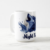 夜の王 – 月とハウリングオオカミ コーヒーマグカップ (正面左)