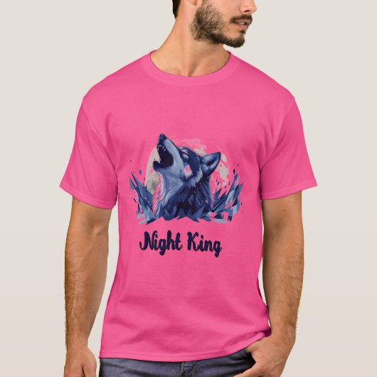 夜の王 – 月とハウリングオオカミ Tシャツ (正面)