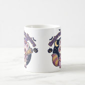 夜の生き物 - かわいい魔女のアライグマ コーヒーマグカップ (中央)