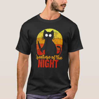 夜の生き物 猫 恐ろしい 血まみれ ハロウィン Tシャツ