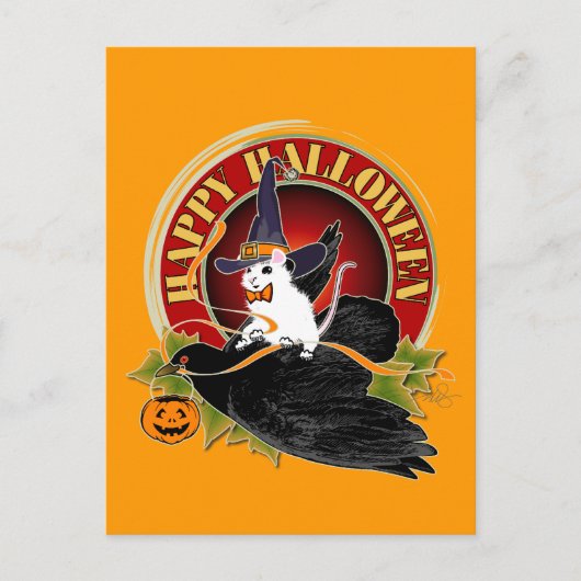 夜の白いネズミを膨らませる ポストカード (正面)