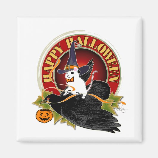 夜の白いネズミを膨らませる マグネット (正面)