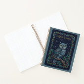 夜の知恵のフクロウのセレスティアル刺繍ジャーナル ノートブック (内部)