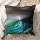 夜の砂漠で波紋のある湖、デジタル クッション (ブランケット)