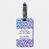 夜の砂漠のサボテン紫BLueパターン水色 ラゲッジタグ (裏面縦)