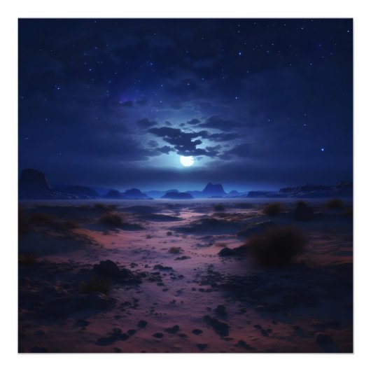 夜の砂漠の満月 フォトプリント            (正面)