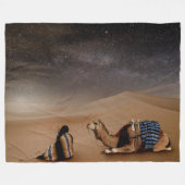 夜の砂漠 フリースブランケット (正面(横))