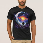 夜の空カラフルサスカッチ散歩、三日月 Tシャツ (正面)