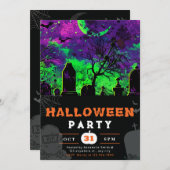 夜の空不気味三日月ハロウィーン 招待状 (正面/裏面)