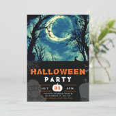 夜の空不気味三日月ハロウィーン 招待状 (スタンド正面)