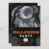 夜の空不気味三日月ハロウィーン 招待状 (正面/裏面)