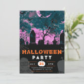 夜の空不気味三日月ハロウィーン 招待状 (スタンド正面)