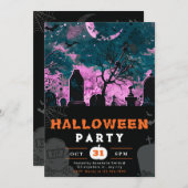 夜の空不気味三日月ハロウィーン 招待状 (正面/裏面)