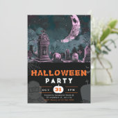 夜の空不気味三日月ハロウィーン 招待状 (スタンド正面)