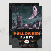 夜の空不気味三日月ハロウィーン 招待状 (正面/裏面)