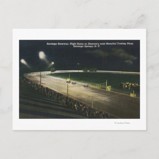 夜の競走路のビュー ポストカード (正面)