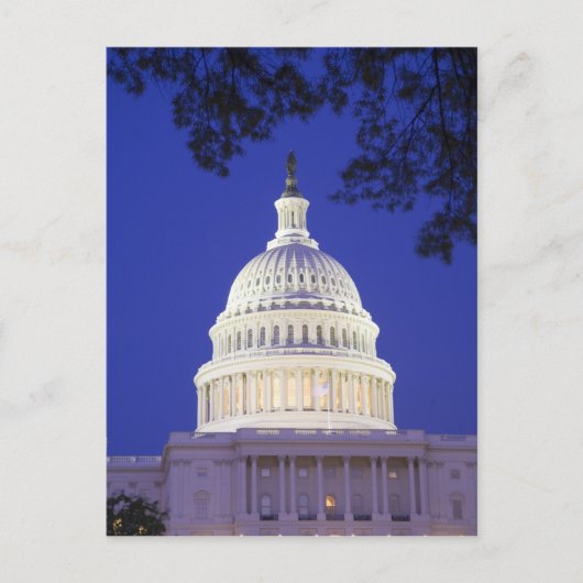 夜の米国議会議事堂ロタンダ、ワシントンD.C. ポストカード (正面)