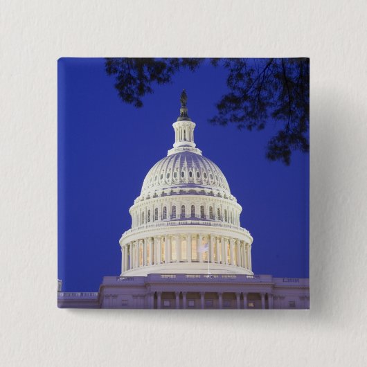 夜の米国議会議事堂ロタンダ、ワシントンD.C. 缶バッジ (正面)