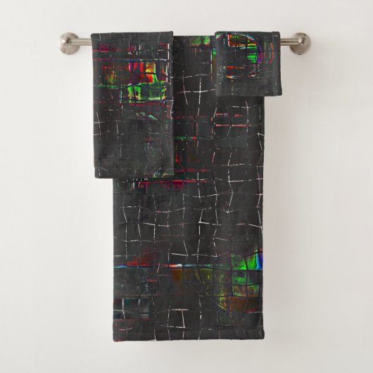 夜の素朴闇の中の色のスケッチジュート バスタオルセット (インサイチュ)