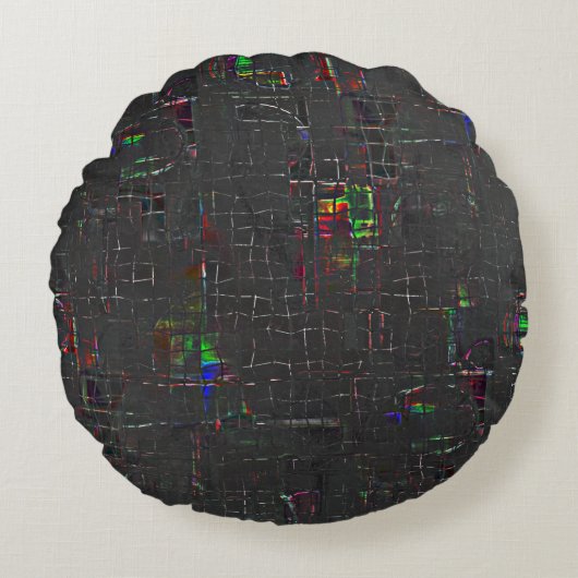 夜の素朴闇の中の色のスケッチジュート ラウンドクッション (正面)