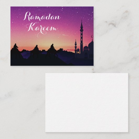 夜の紫の空のイードムバラクのカード ノートカード (正面/裏面)