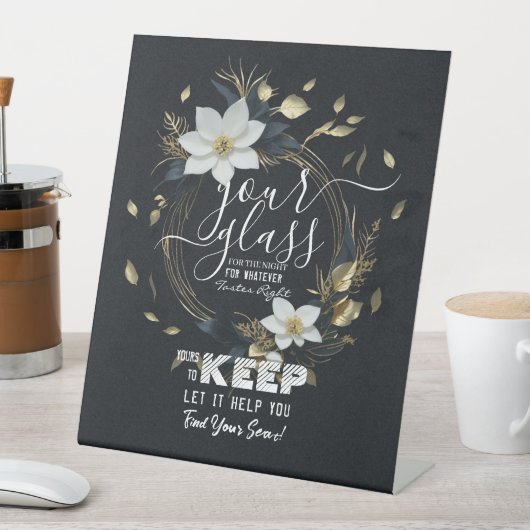 夜の結婚席ガラスはあなたの席を見つける 台座サイン (インサイチュ)