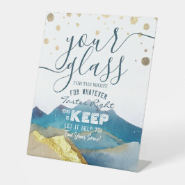 夜の結婚席ガラスはあなたの席を見つける 台座サイン