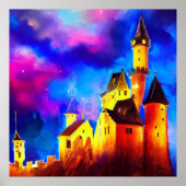 夜の絵画ポスターの夢の城 ポスター (正面)