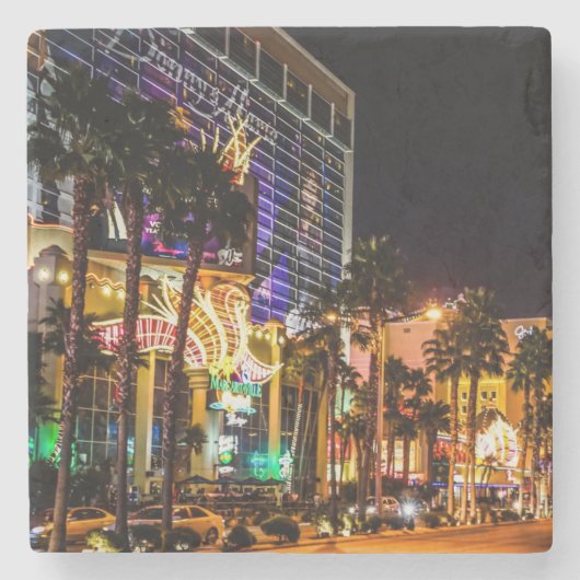 夜の美しいラスベガスストリップ ストーンコースター (正面)