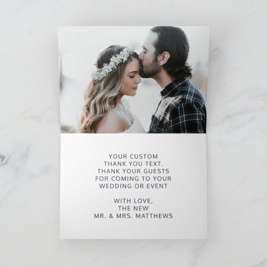 夜の花をイメージしたネイビーブルーのカスタム結婚式写真 サンキューカード (内部)