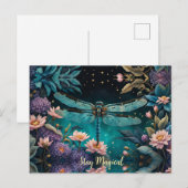 夜の花園でのトンボ ポストカード (正面/裏面)