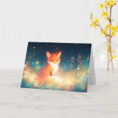 夜の花畑の狐 カード (黄色い花)