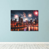 夜の街での花火 キャンバスプリント (インサイチュ (ウッドフロア))