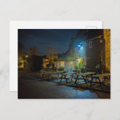 夜の街で一番古いパブの外 ポストカード (正面/裏面)