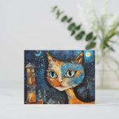 夜の街で猫 ポストカード (スタンド正面)