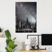 夜の街で雨が降っている | AIアートポスター ポスター (ホームオフィス)