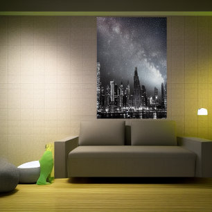 夜の街で雨が降っている   AIアートポスター ポスター