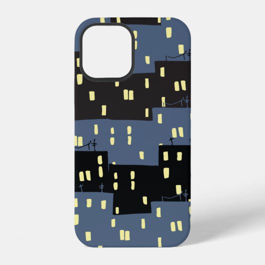 夜の街のシームレスなパターン iPhoneケース (裏面)