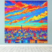 夜の街の美しい景色 キャンバスプリント (インサイチュ (ウッドフロア))