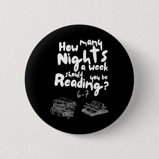 夜の読書6-7ミーム英語教師本の愛好家 缶バッジ (正面)