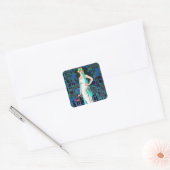 夜の赤いバラ、アールデコ美しいファッション スクエアシール (封筒)