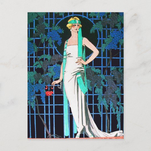 夜の赤いバラ ポストカード (正面)