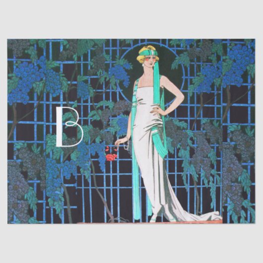 夜の赤いバラ,美しいファッションモノグラムティ 薄葉紙 (正面)