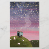 夜の赤い空 - お化けの罫線ノート 便箋 (裏面)