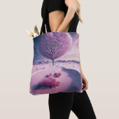 夜の輝くハート トートバッグ (クローズアップ)