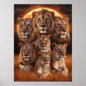 夜の轟音:月の光の中のライオン ポスター (正面)